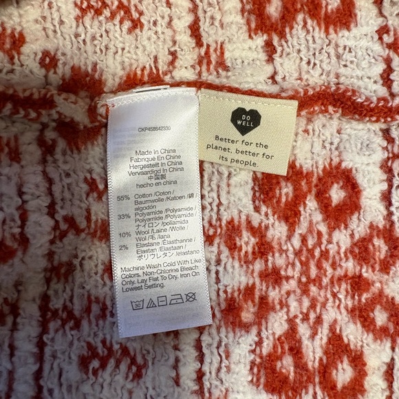 Madewell Rusty Red and White Floral Sweater - runs big, pit to pit is 19” - Picture 4 of 4